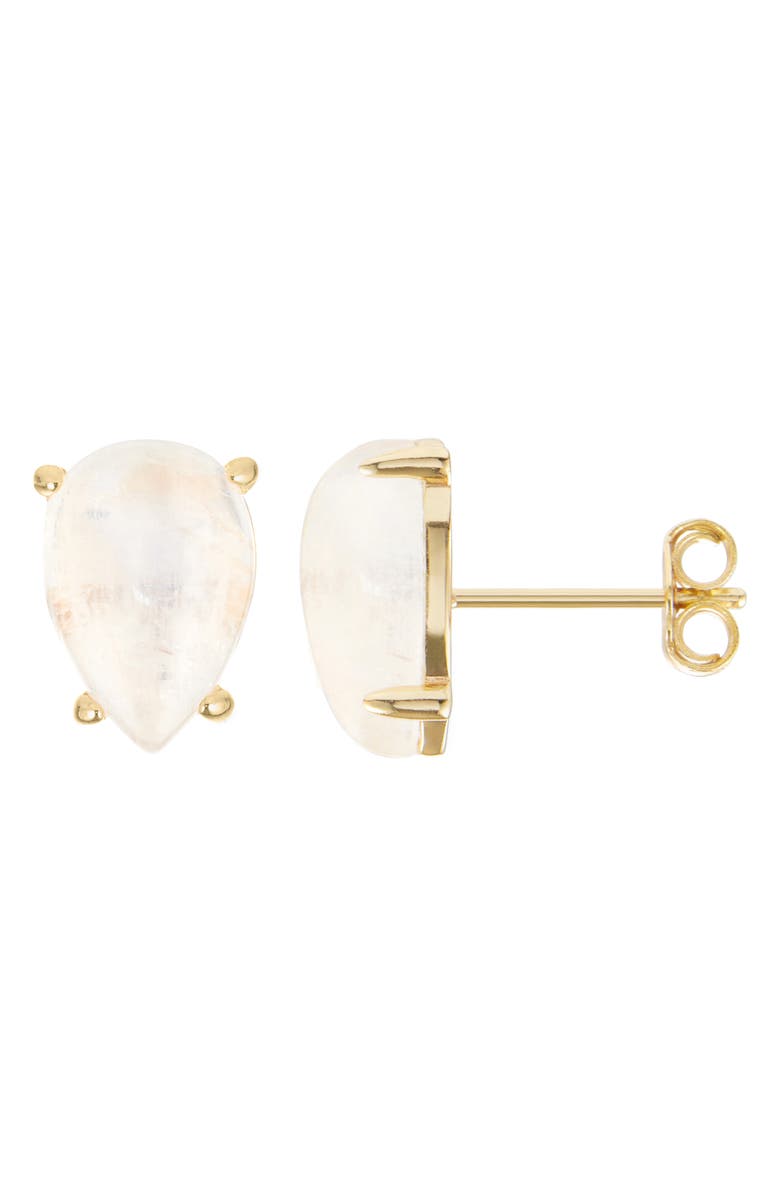 ADORNIA FINE Moonstone Pear Stud Earrings, Alternate, color, White