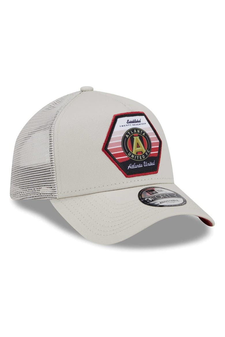 Men's New Era  Cream Atlanta United FC Established Patch 9FORTY A-Frame Trucker Adjustable Hat, Alternate, color, Cream