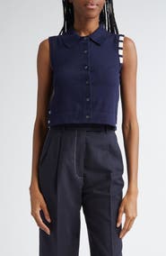Thom Browne 4-Bar Crop Cotton Polo