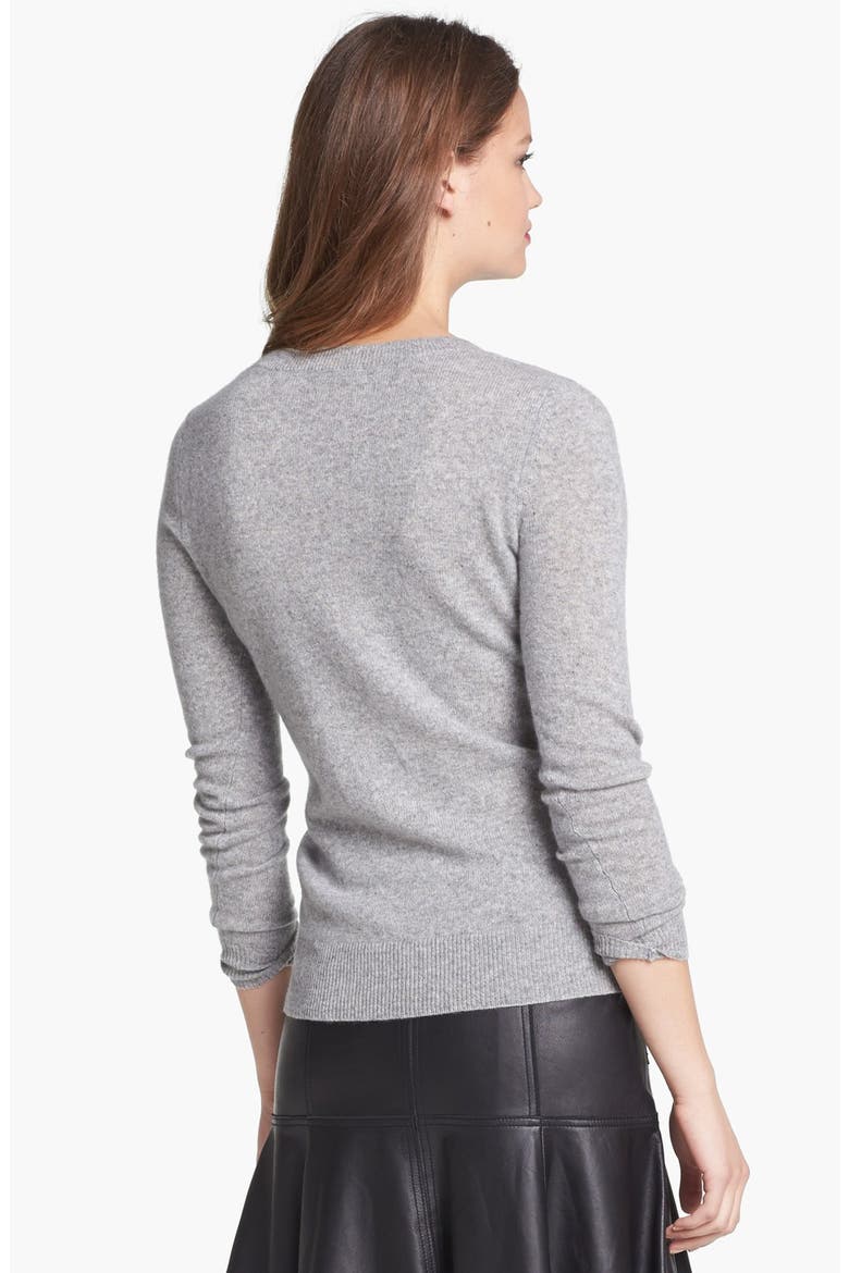 Cashmere Blend Crewneck Sweater, Alternate, color, CHEETAH GREY COMBO