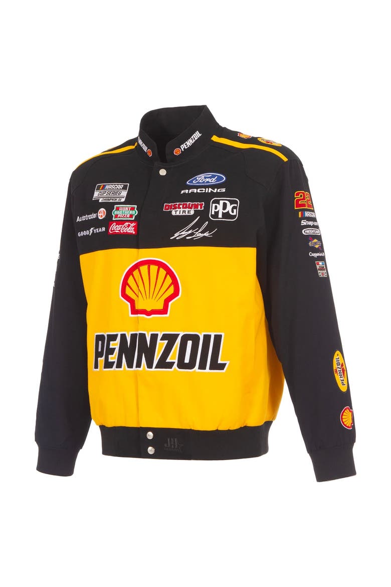 Men's JH Design Black Joey Logano 2026 Pennzoil Full-Snap Twill Racing Jacket, Alternate, color, Black