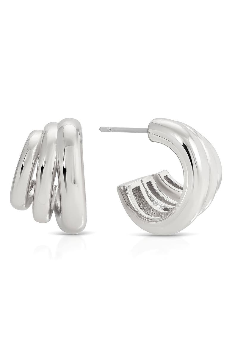 Ettika Rooted Vines Small Hoop Earrings, Alternate, color, Silver