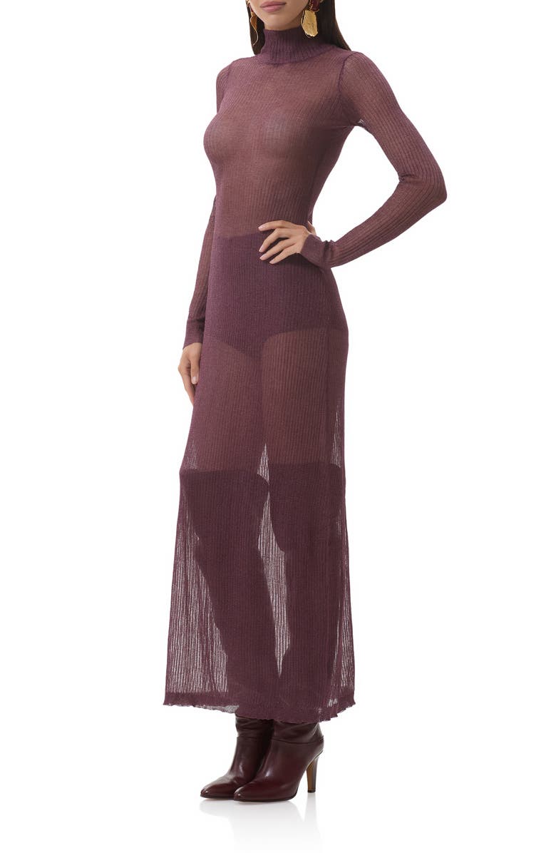 AFRM Vilas Long Sleeve Sweater Dress with Shorts, Alternate, color, Fig