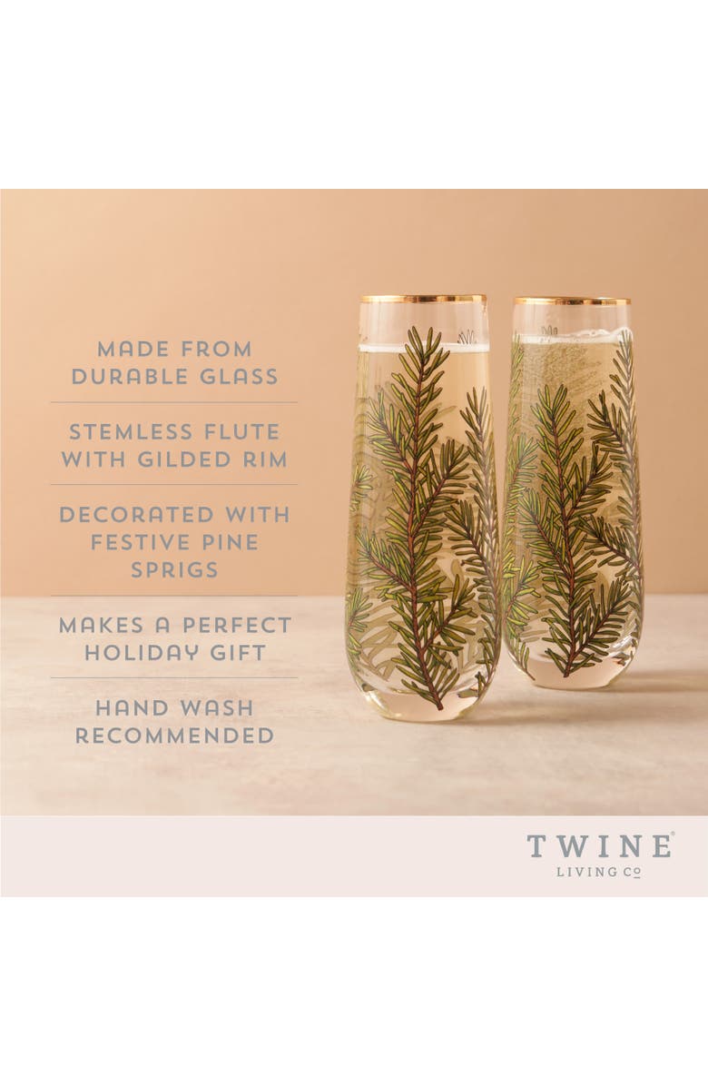 TWINE Woodland Stemless Champagne Flutes Set of 2, Alternate, color,