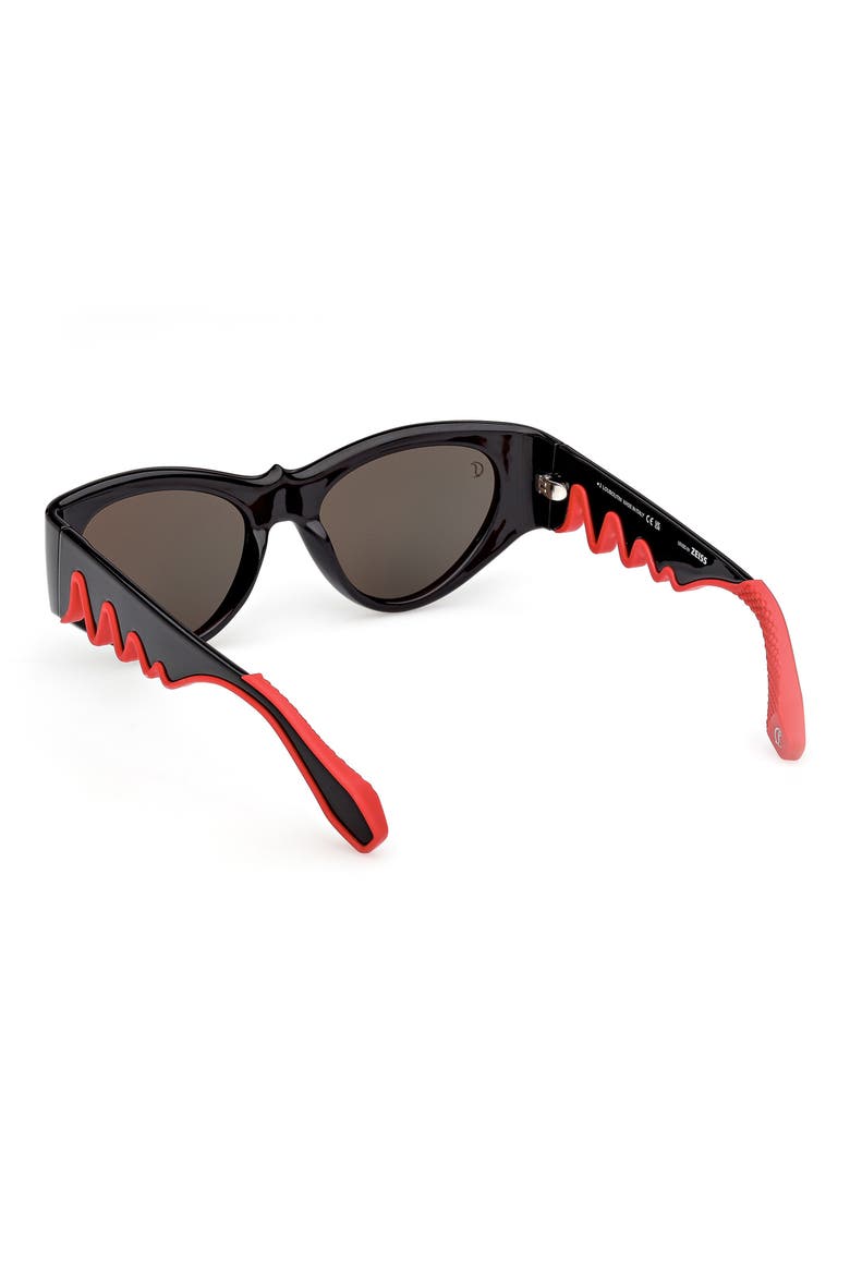 54mm Loubishark Cat Eye Sunglasses, Alternate, color, BLACK FRAME WITH ZEISS LENS IN SMOKE GREY WITH RED FLASH