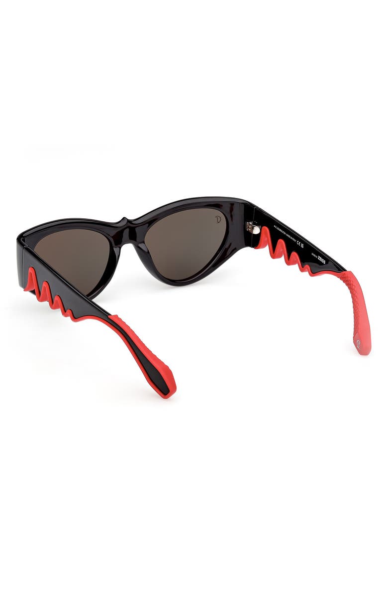 Christian Louboutin 54mm Loubishark Cat Eye Sunglasses, Alternate, color, Black/ Smoke Grey/ Red Flash