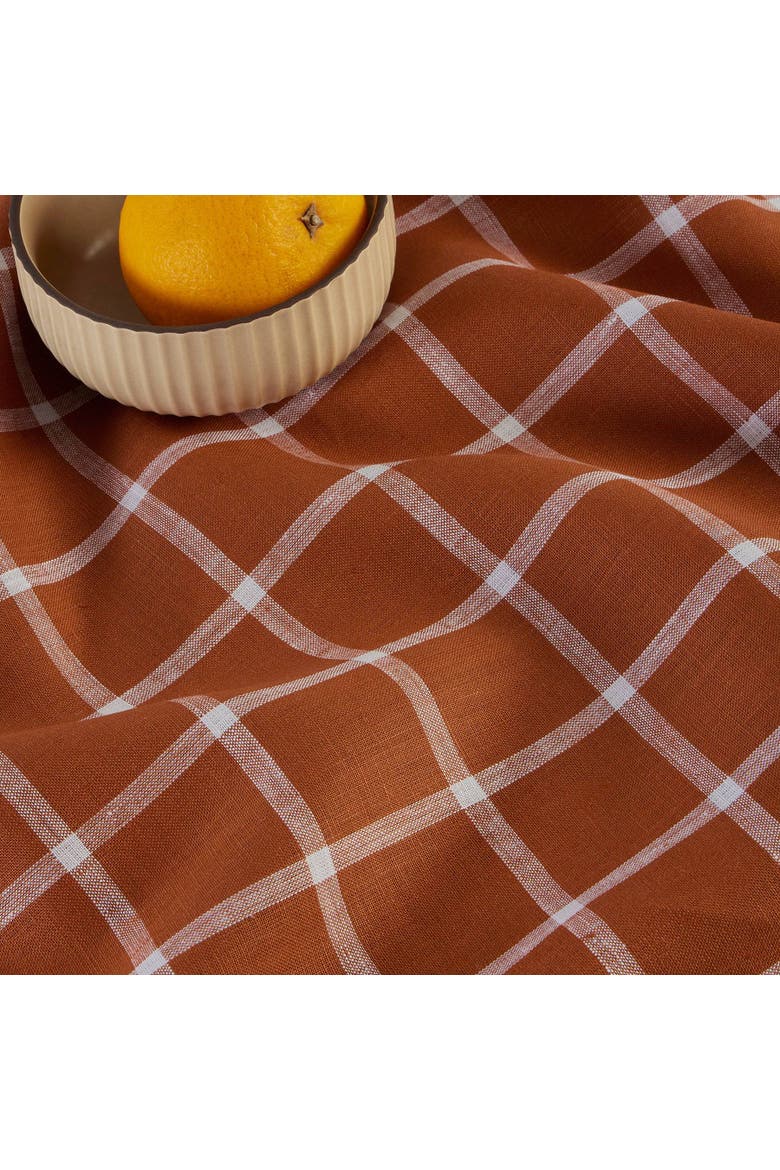 Linen Table Runner - Windowpane, Alternate, color, Cinnamon