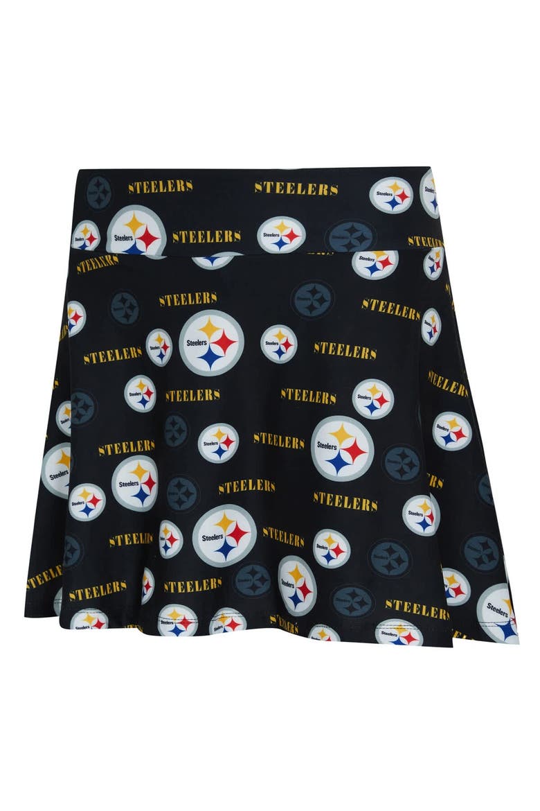 Women's Concepts Sport Black Pittsburgh Steelers Mosaic Allover Print Skort, Alternate, color, Black
