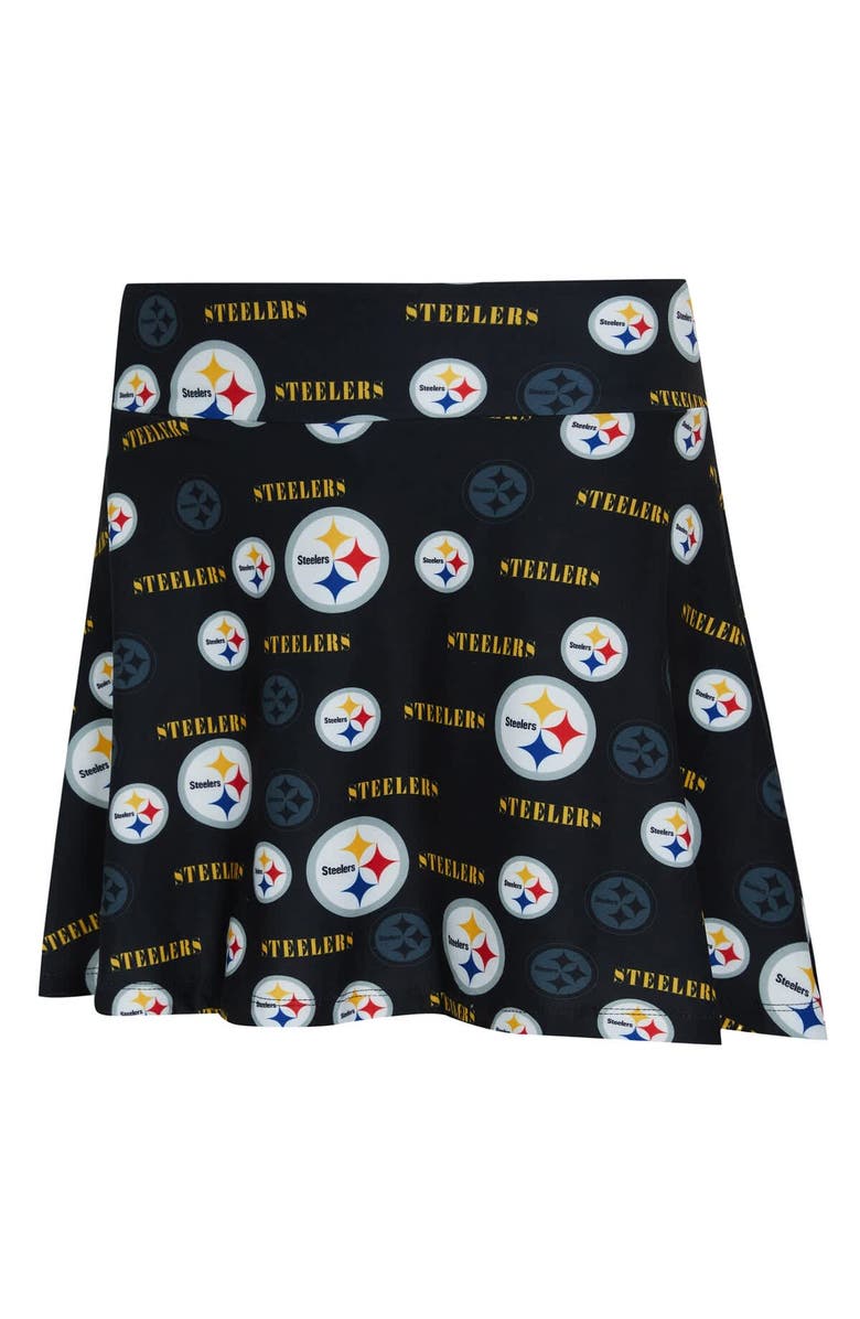 CONCEPTS SPORT Women's Concepts Sport Black Pittsburgh Steelers Mosaic Allover Print Skort, Alternate, color, Black