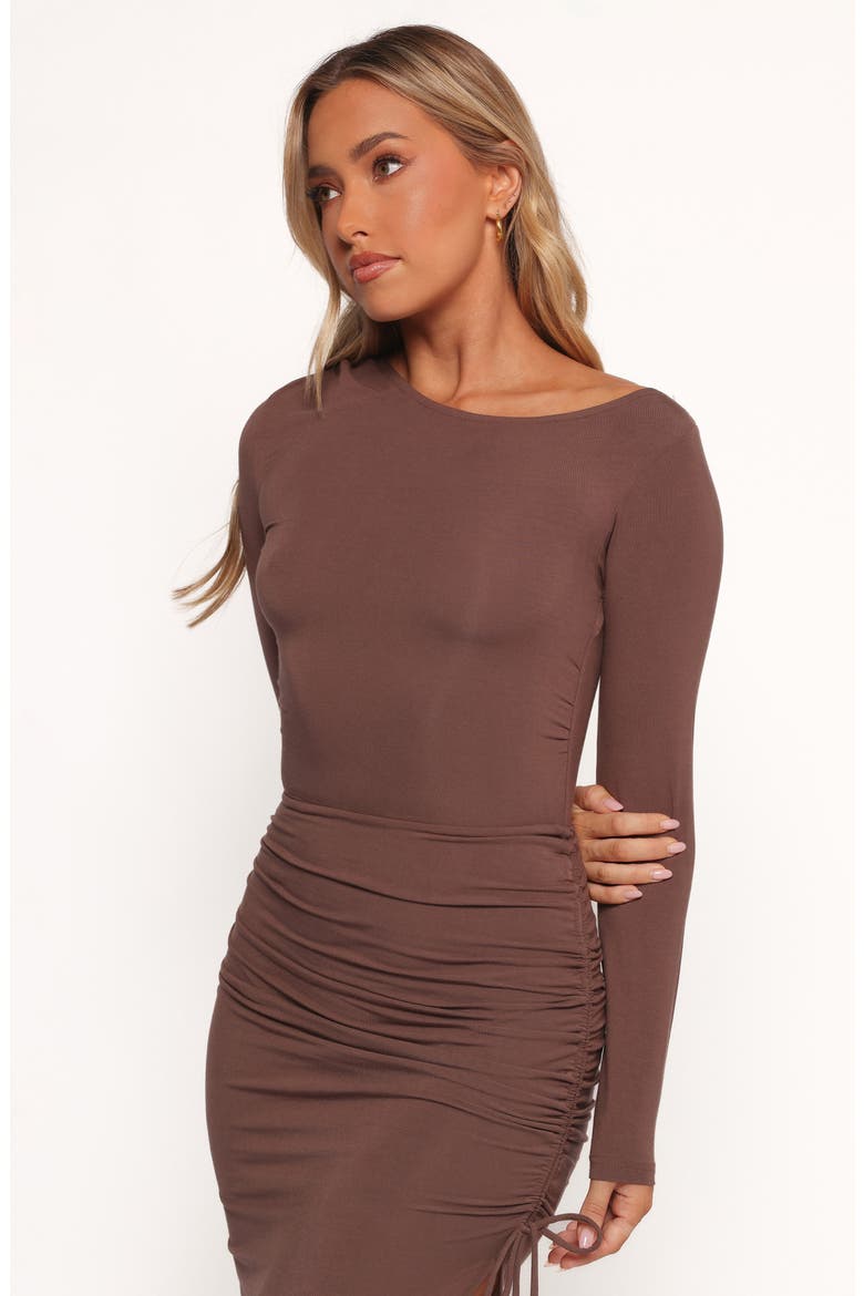 Indigo Long Sleeve Body-Con Dress, Alternate, color, BROWN