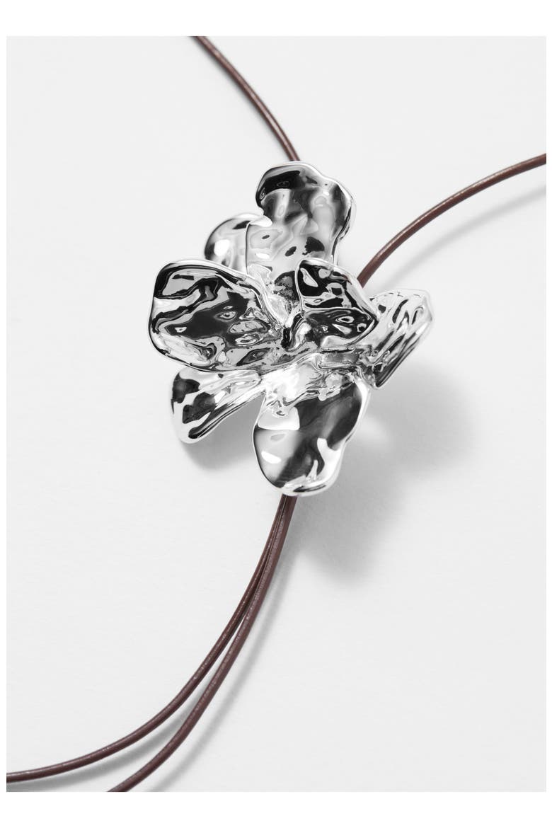 Flower Bolo Necklace, Alternate, color, METAL LIGHT