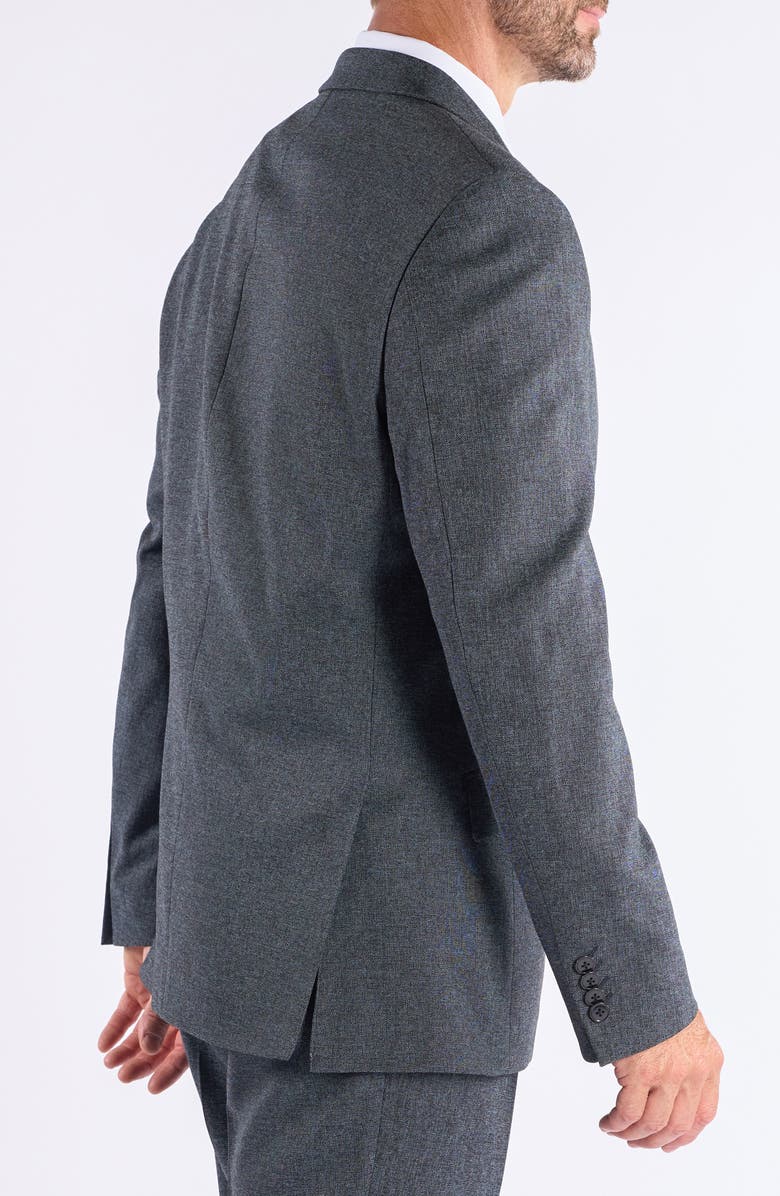 SAVILE ROW CO Hoxton Trim Fit Charcoal Notch Lapel Knit Suit, Alternate, color, Grey