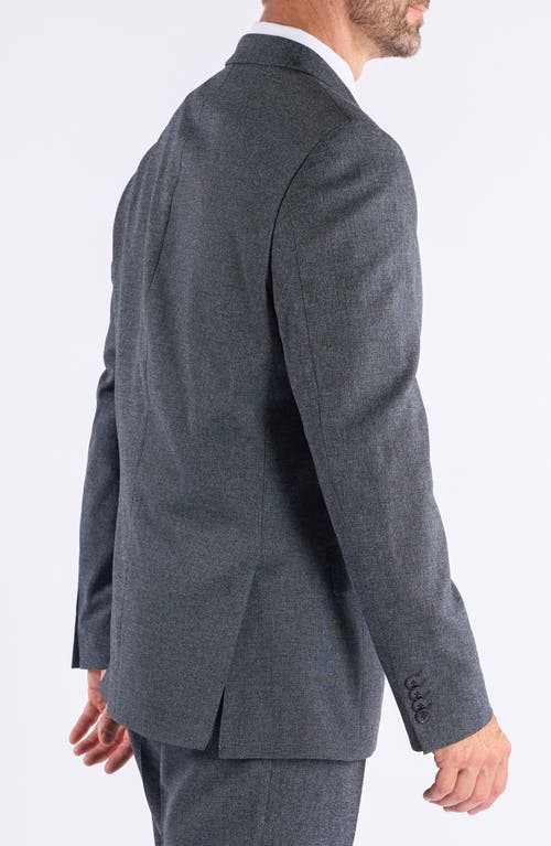 Savile Row Co Hoxton Trim Fit Charcoal Notch Lapel Knit Suit In Gray