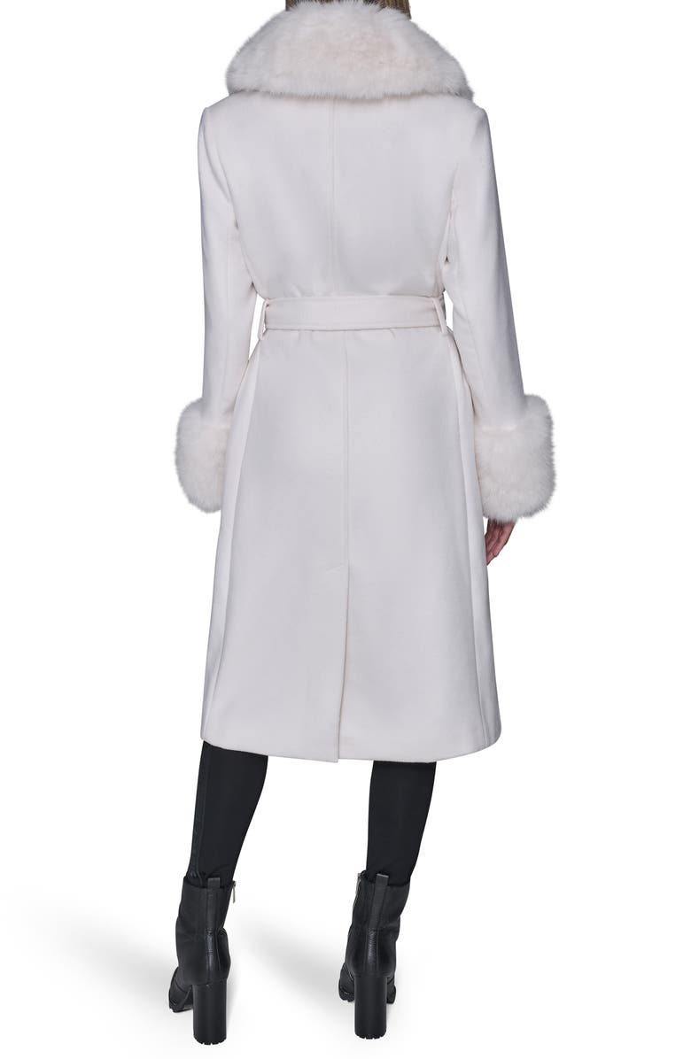 KARL LAGERFELD PARIS Faux Fur & Wool Blend Coat, Alternate, color, White/ White