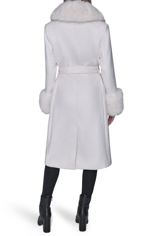 Karl Lagerfeld Paris Faux Fur & Wool Blend Coat In White