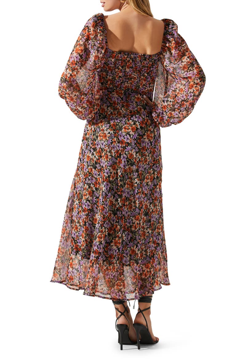 Sylvie Floral Underwire Long Sleeve Dress, Alternate, color, ORANGE PURPLE FLORAL