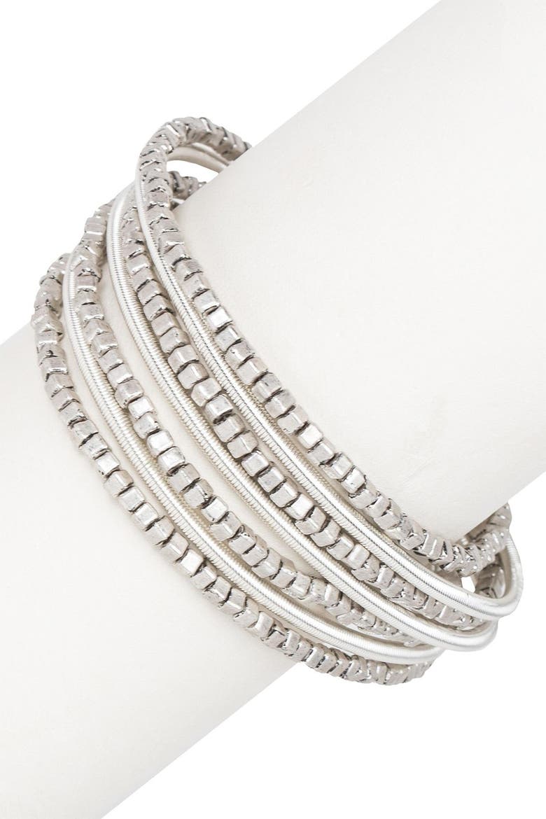 Scarlett Beaded Layered Wrap Bracelet, Alternate, color, SILVER