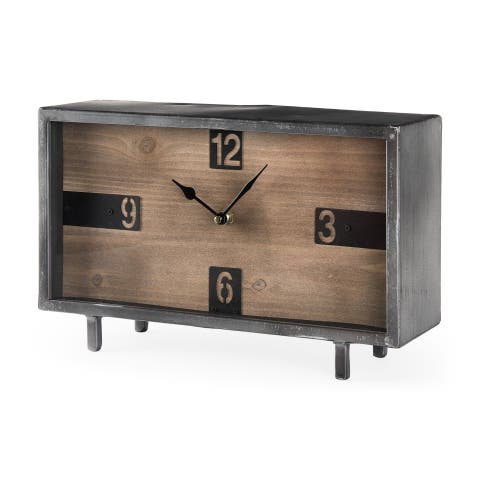 Harvey Metal and Wood Rectangular Table Clock