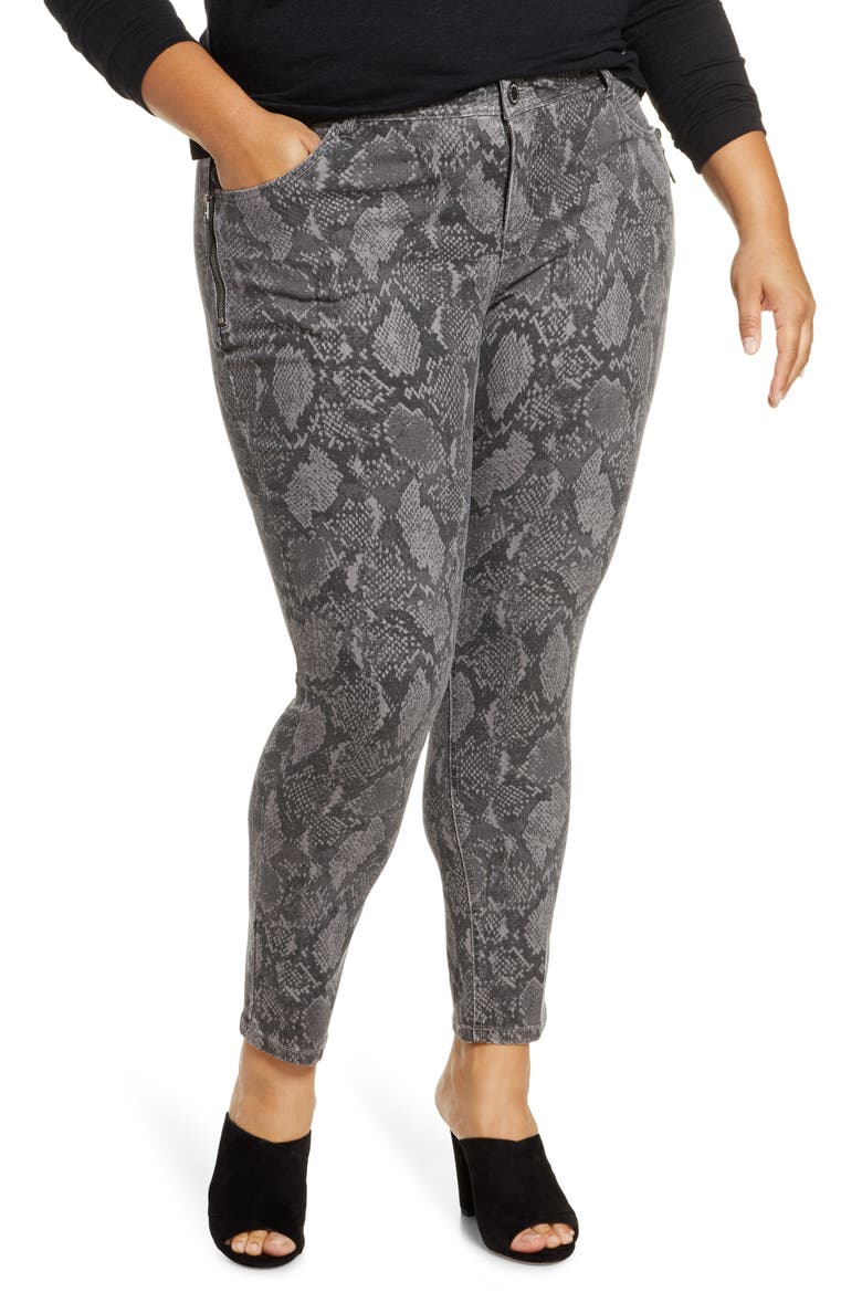 Ab-Solution Snake Print Side Zip Ankle Skinny Jeans (Nordstrom Exclusive), Main, color, GREY