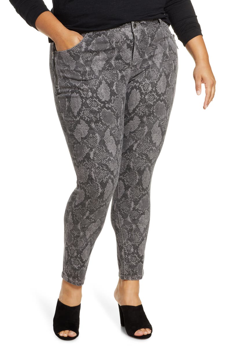 Wit & Wisdom Ab-Solution Snake Print Side Zip Ankle Skinny Jeans, Main, color, 