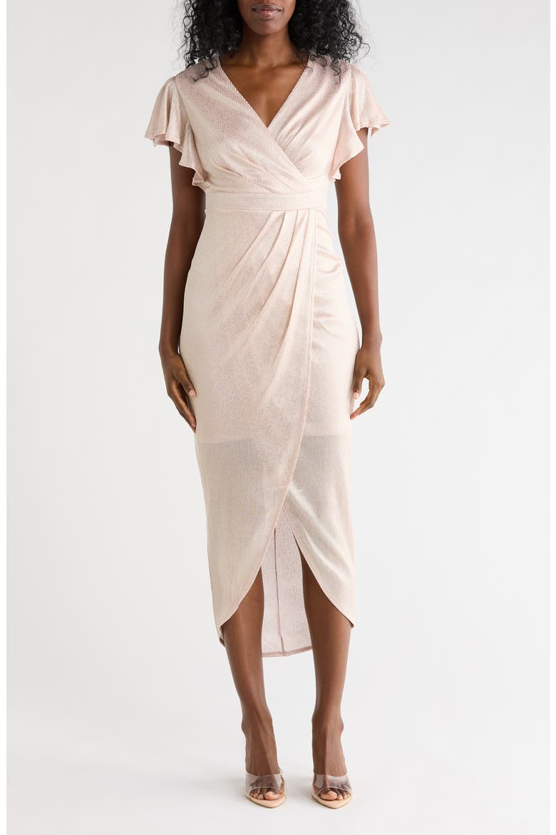 Ruffle Sleeve Tulip Maxi Dress, Main, color, GOLD BLUSH