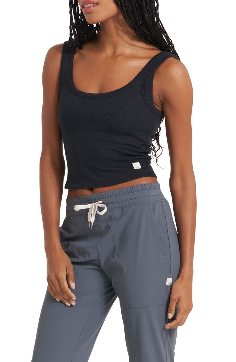 Vuori Sunrise Crop Tank, Alternate, color, Black