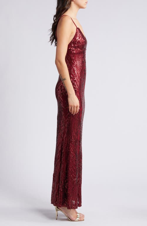 Lulus Ever So Elegant Sequin Sheath Gown In Burgundy