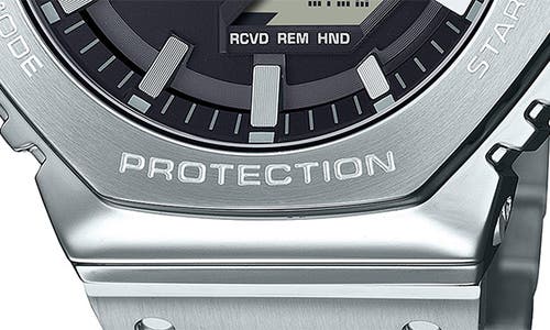 G-shock Full Metal Gm-b2100sd-1c Solar Analog-digital Bracelet Watch, 49.8mm X 44.4mm In Silver