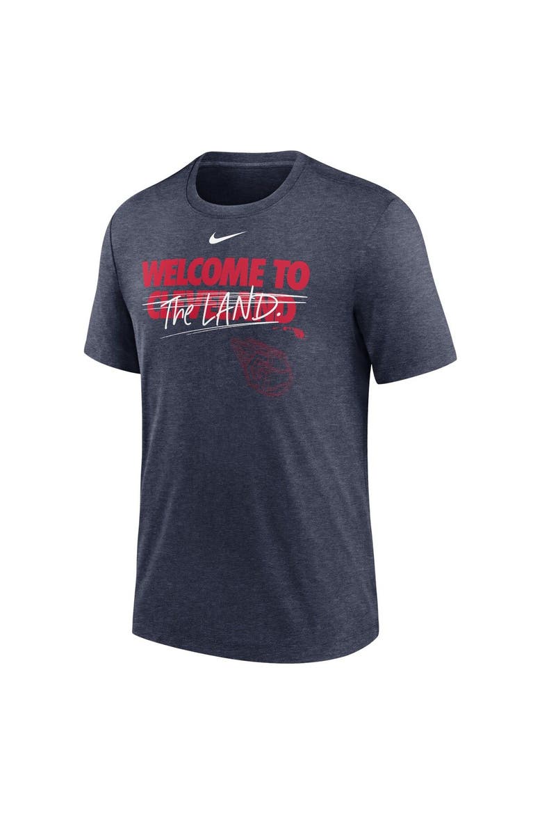 Men's Nike Heather Navy Cleveland Guardians Home Spin Tri-Blend T-Shirt, Alternate, color, Heather Navy