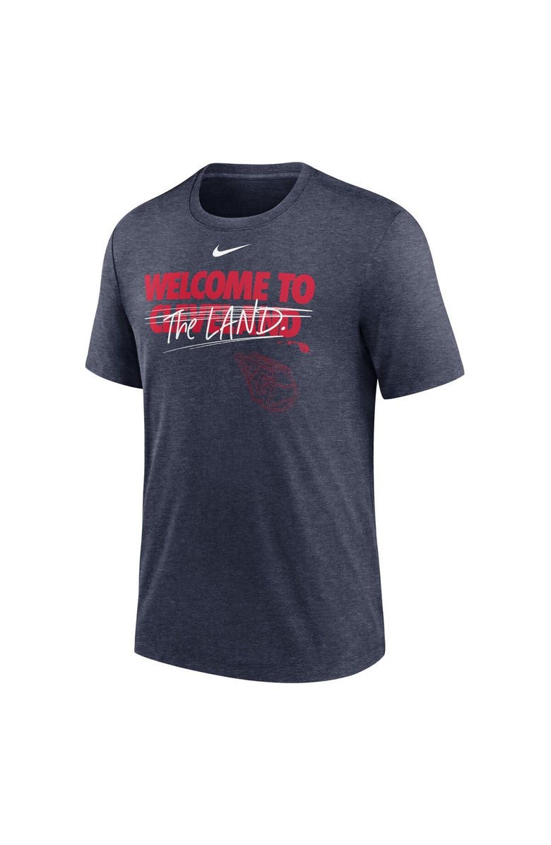 Nike Men's Nike Heather Navy Cleveland Guardians Home Spin Tri-Blend T-Shirt, Alternate, color,