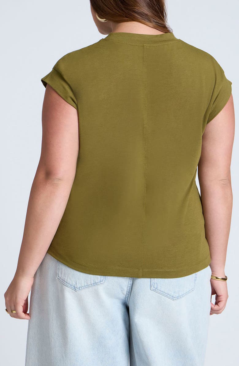 ELOQUII Cap Sleeve Jersey T-Shirt, Alternate, color,