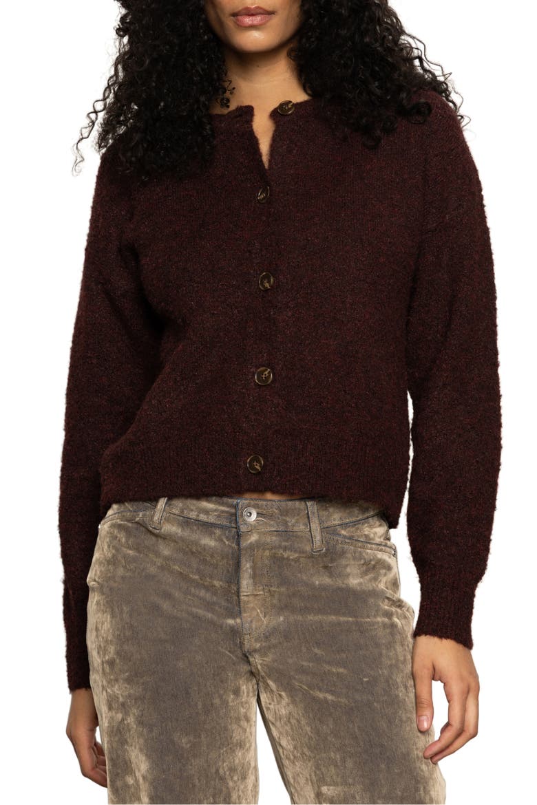 Bouclé Cardigan, Main, color, DARK CRIMSON RED