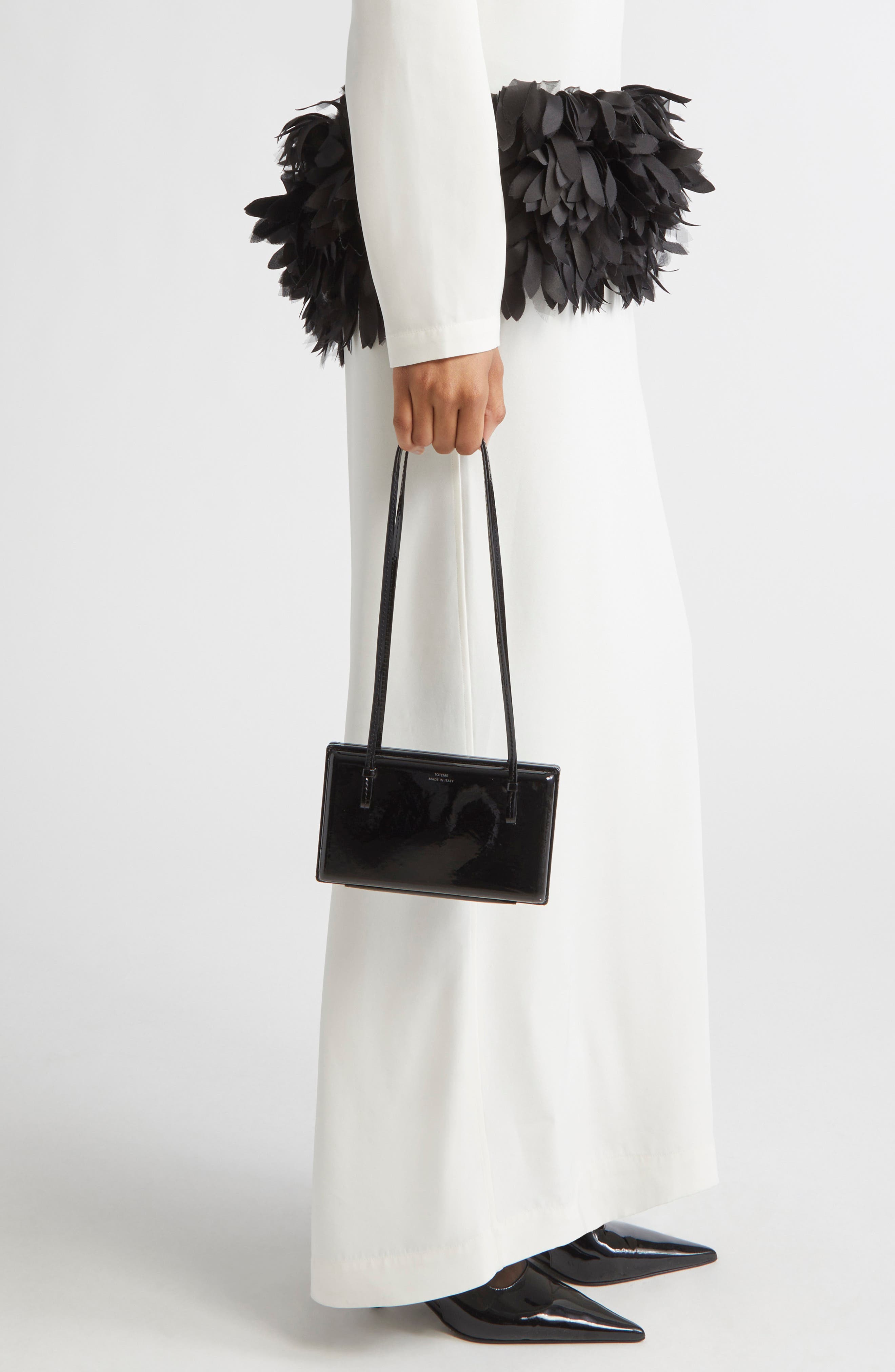 TOTEME Cocktail Patent Leather Shoulder Bag, Alternate, color, Black