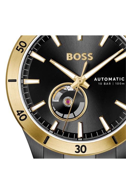 Hugo Boss Boss Troper Automatic Bracelet Watch In Black
