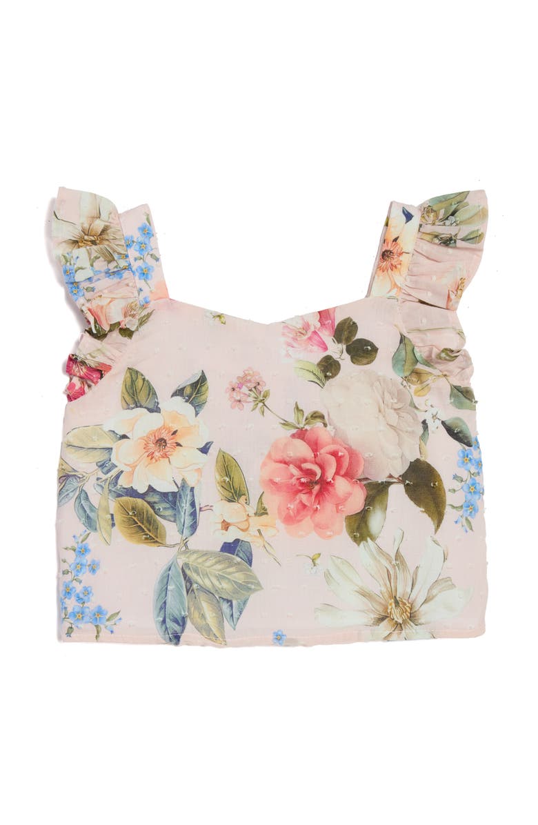 Pippa & Julie Kids' Floral Clip Dot Crop Cotton Top & Maxi Skirt Set, Alternate, color, Pink