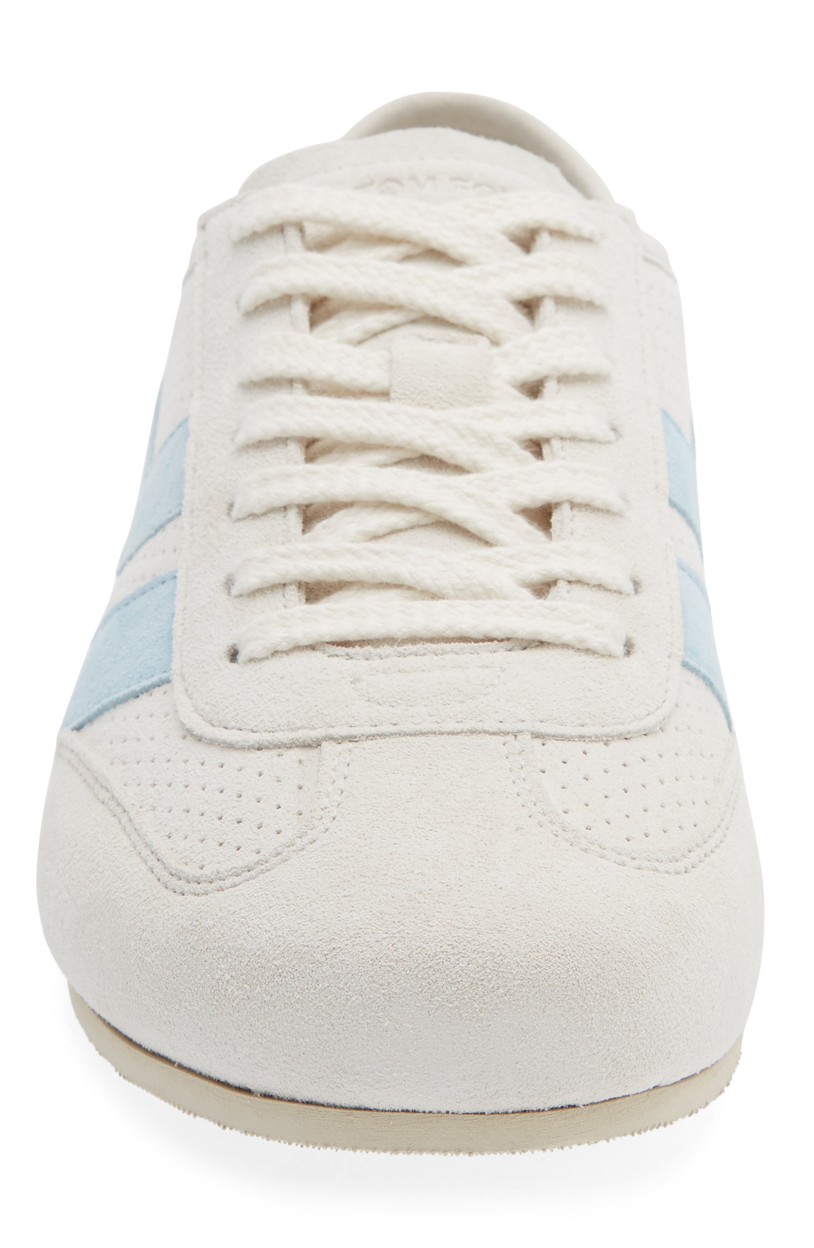 TOM FORD Brook Perforated Sneaker, Alternate, color, Cream/ Light Blue/ White
