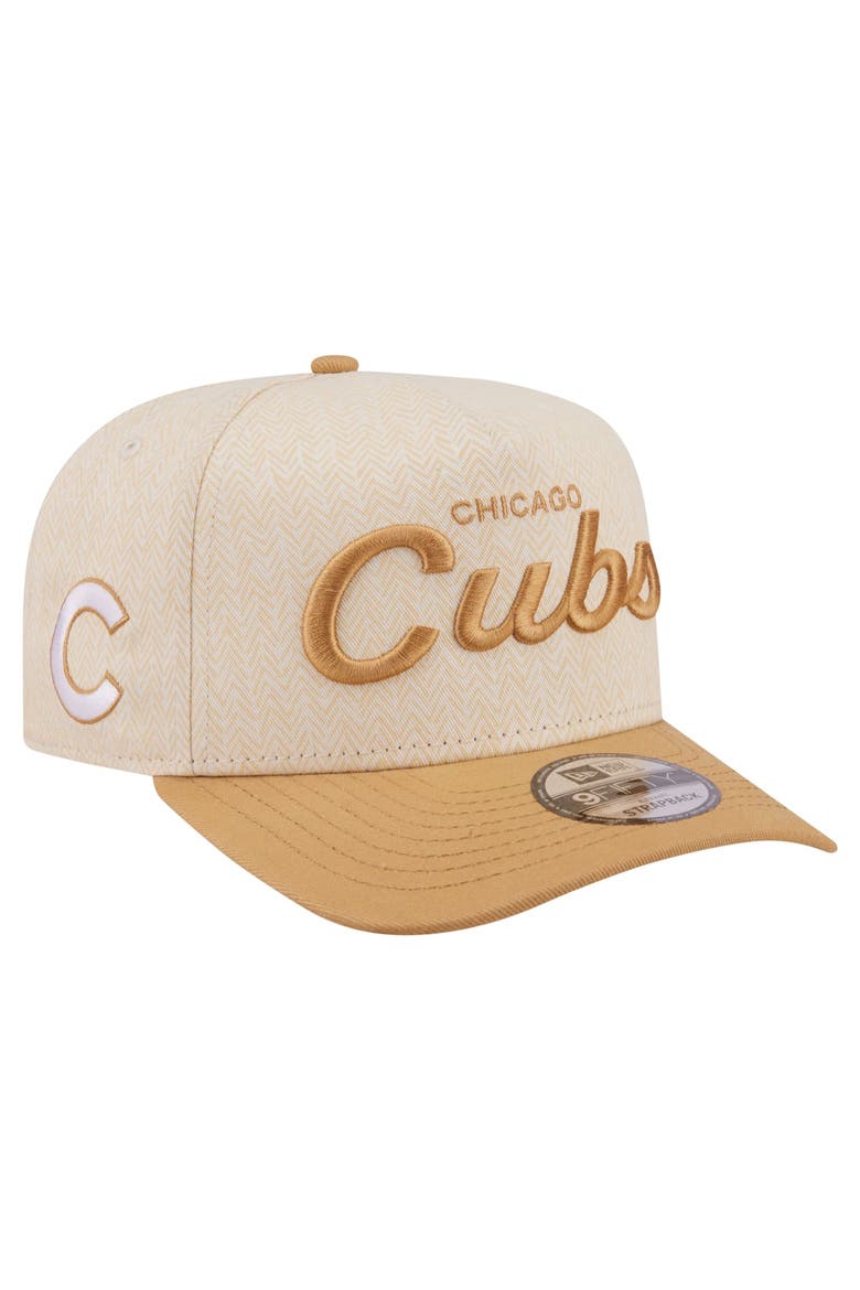 Men's New Era  Cream Chicago Cubs Herringbone 9FIFTY A-Frame Snapback Hat, Main, color, Cream