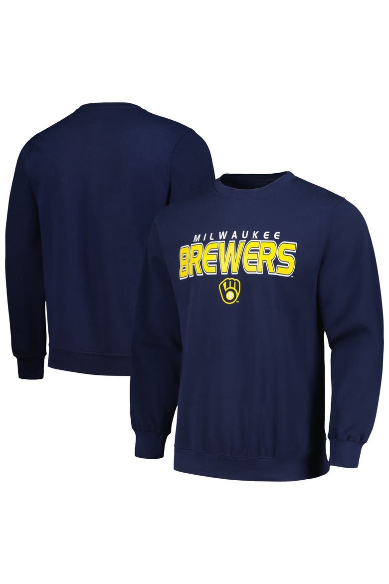 Men's Stitches  Navy Milwaukee Brewers Pullover Sweatshirt, Main, color, Navy