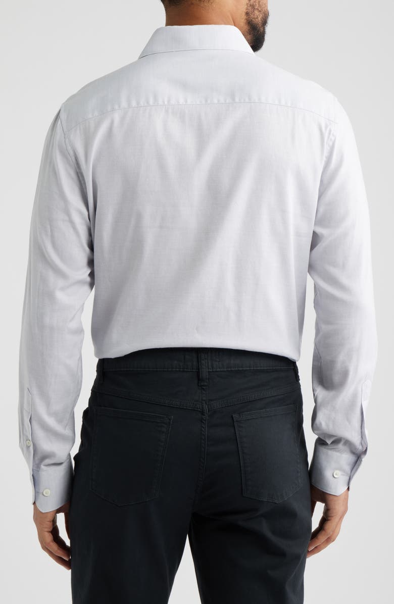 Bugatchi Axel Trim Fit Solid Cotton Blend Button-Up Shirt, Alternate, color, Platinum