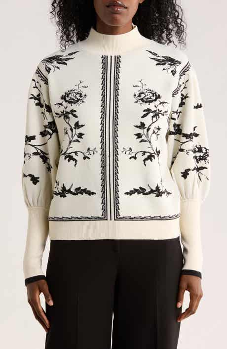 ELIE ELIE TAHARI Floral Jacquard Sweater