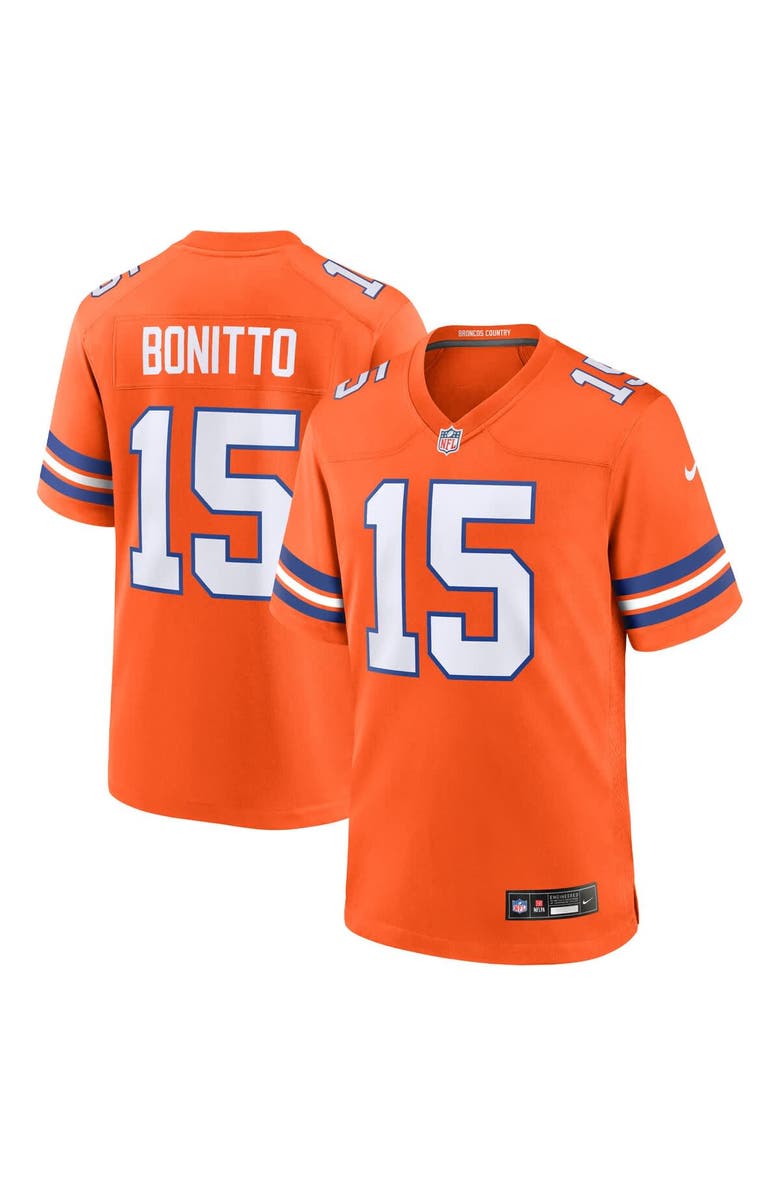 Nike Men's Nike Nik Bonitto Orange Denver Broncos Alternate 2 Mile High Collection 1977 Throwback Game Jersey, Main, color, Orange