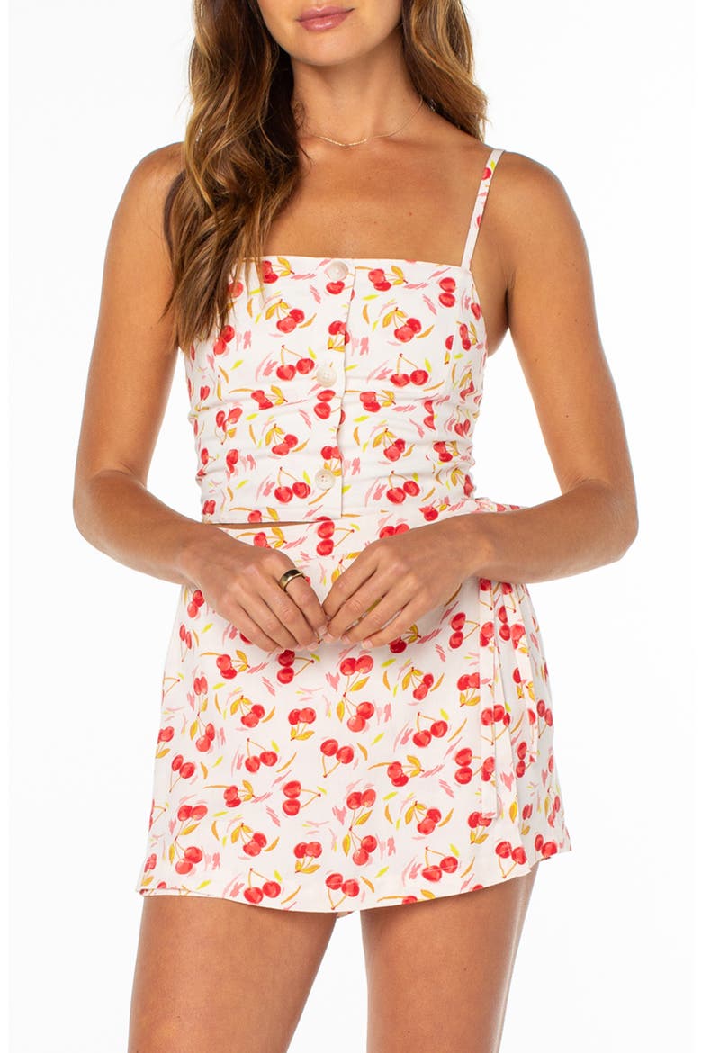 Island Sun Button-Up Crop Tank, Main, color, HIBISCUS