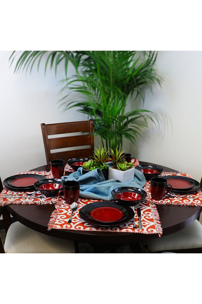 Tanizia 16 Piece High Gloss Dinnerware Set, Alternate, color, Red