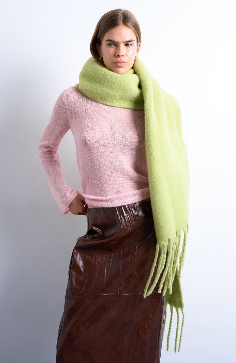 Topshop Sydney Blanket Scarf, Alternate, color, Medium Green