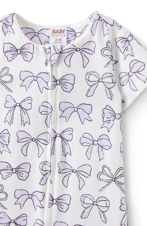 Cotton On Kids The Billie Short Sleeve Zip Romper In Vintage Lilac Sketchy Bows