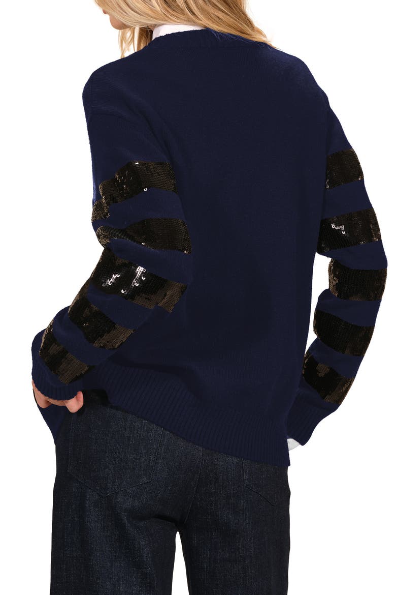 Stripe Sequin Cardigan, Alternate, color, NAVY/ BLACK