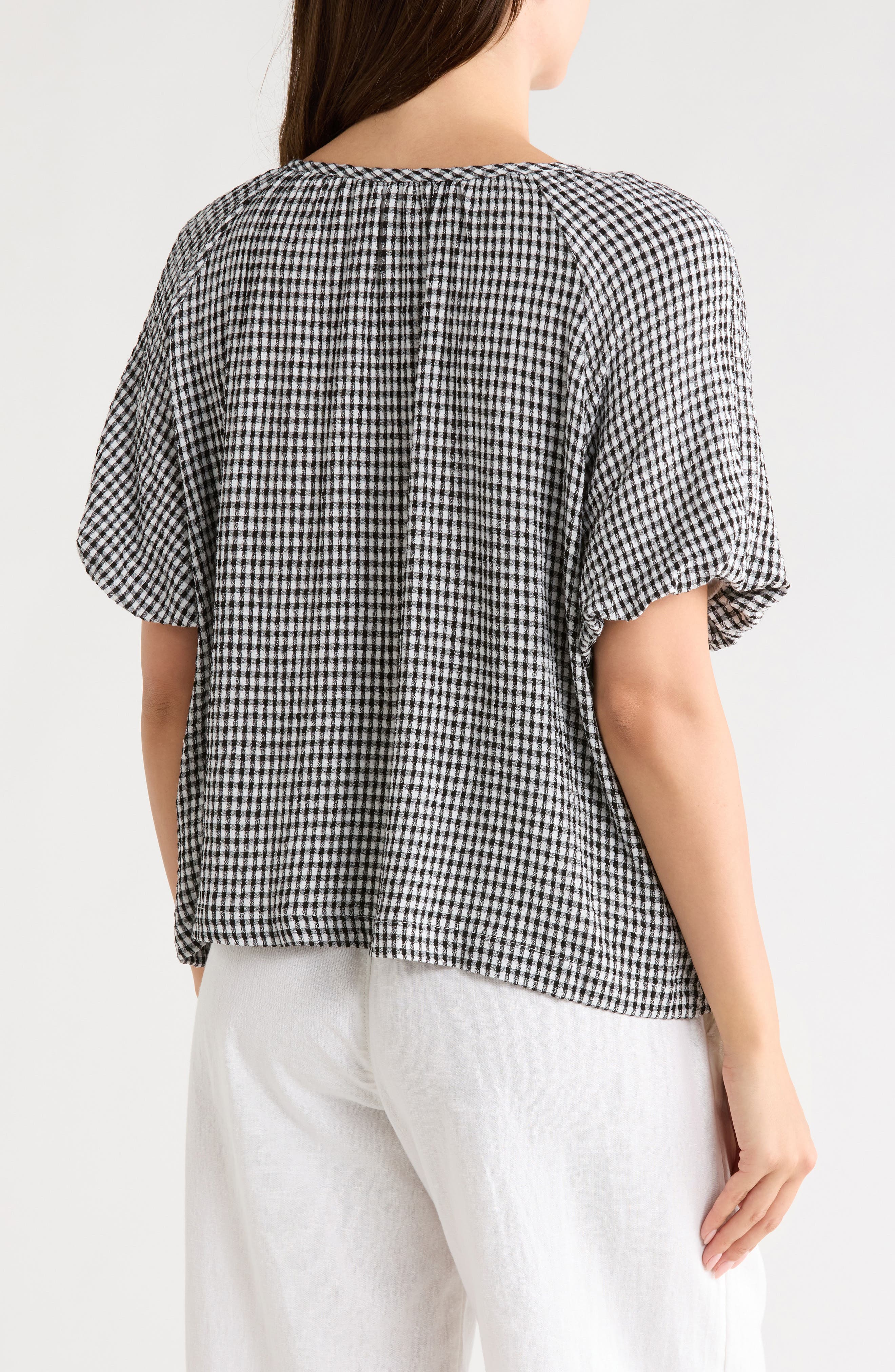 MAX STUDIO Bubble Sleeve Split Neck Top