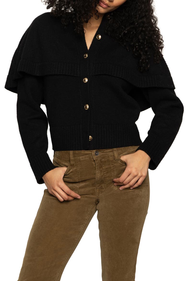 Cape Detail Cardigan, Main, color, BLACK
