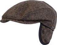 Wigens Men's Herringbone Wool Ivy Slim Cap with Earflaps