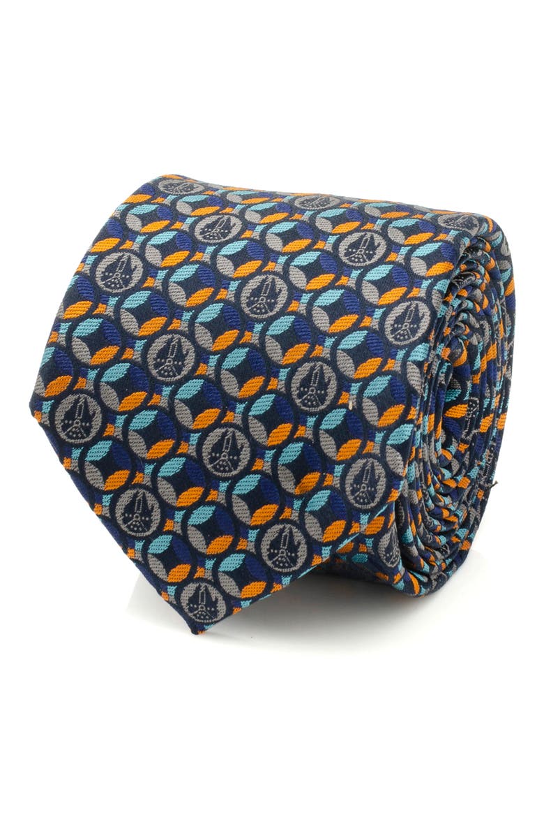 Star Wars™ Millennium Falcon Navy Motif Silk Tie, Alternate, color, BLUE